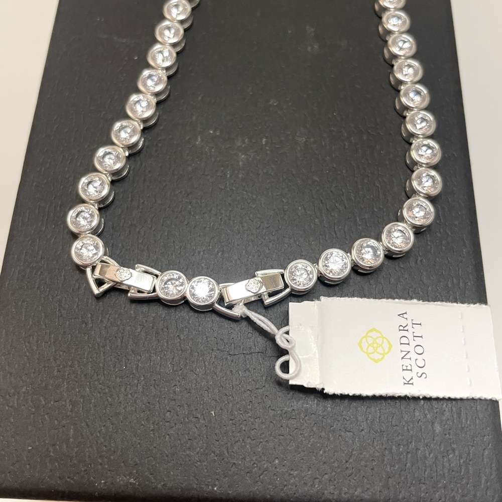 Kendra Scott Silver Necklace with Clear Stones